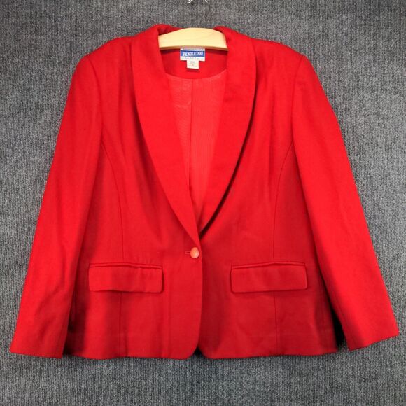 Vintage Pendleton Classic Blazer Suit Wool Womens 14 One-Button Single Breasted - Picture 2 of 15